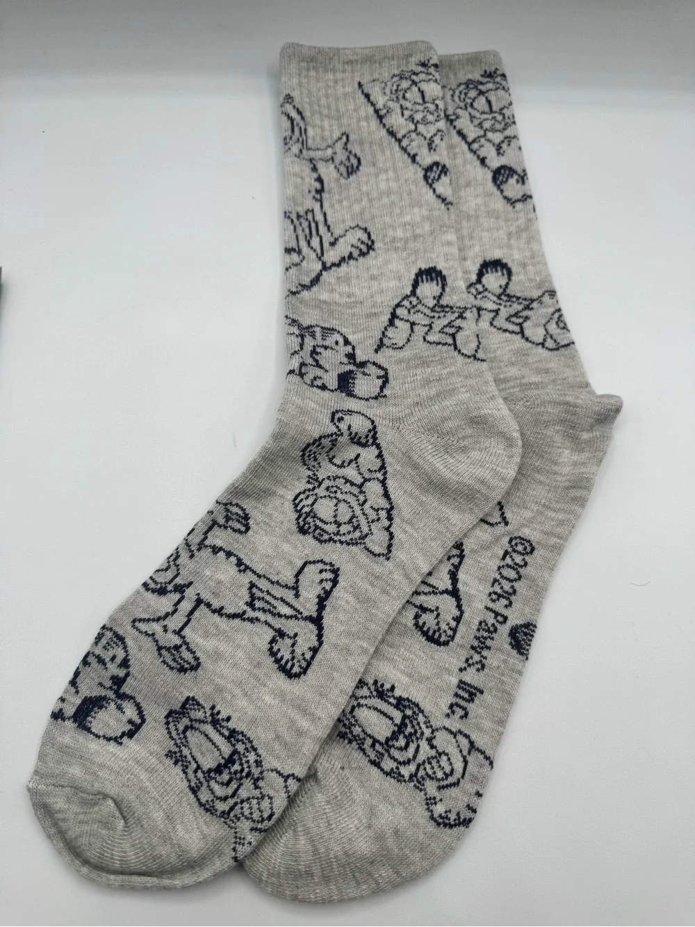 Garfield Gray Crew Socks Adult Size 8-12